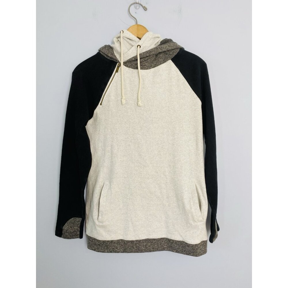 Ampersand Avenue Womens Size Medium M Double Hood Hoodie Sweatshirt Gray Black